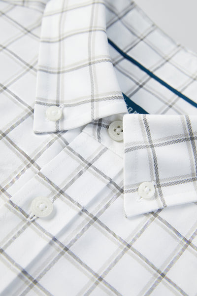 Oxford Button-Down Casual Shirt | Grey Check 9791NZ