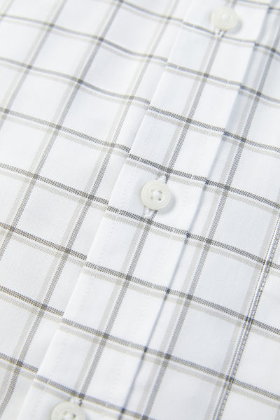 Oxford Button-Down Casual Shirt | Grey Check 9791NZ