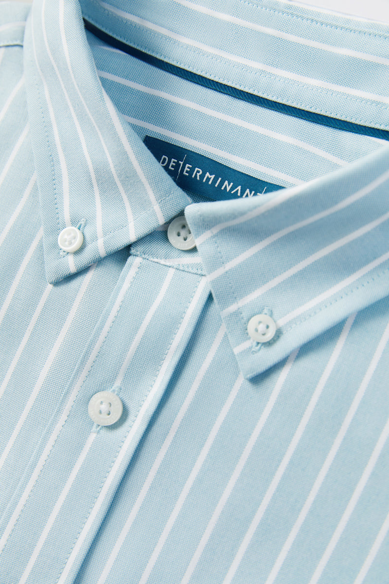 Oxford Button-Down Casual Shirt | Light Blue Stripes 7968NZ
