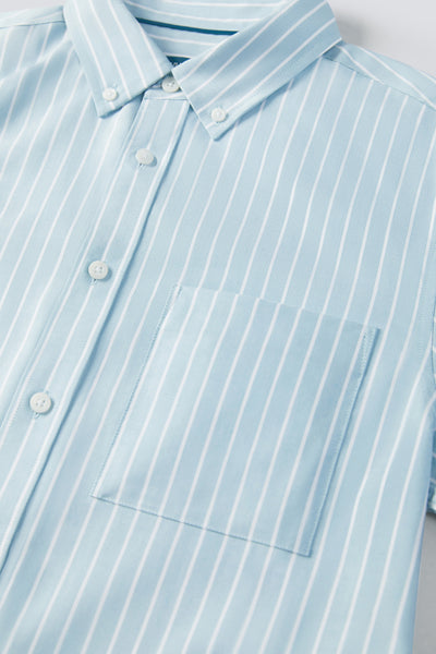 Oxford Button-Down Casual Shirt | Light Blue Stripes 7968NZ