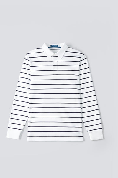 Regal Interlock Long Sleeve Rugby Shirt | White Multi-Stripes P05Z01