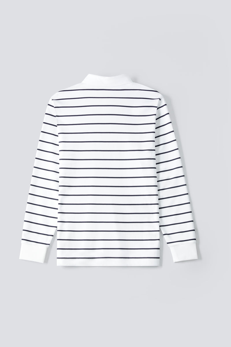 Regal Interlock Long Sleeve Rugby Shirt | White Multi-Stripes P05Z01