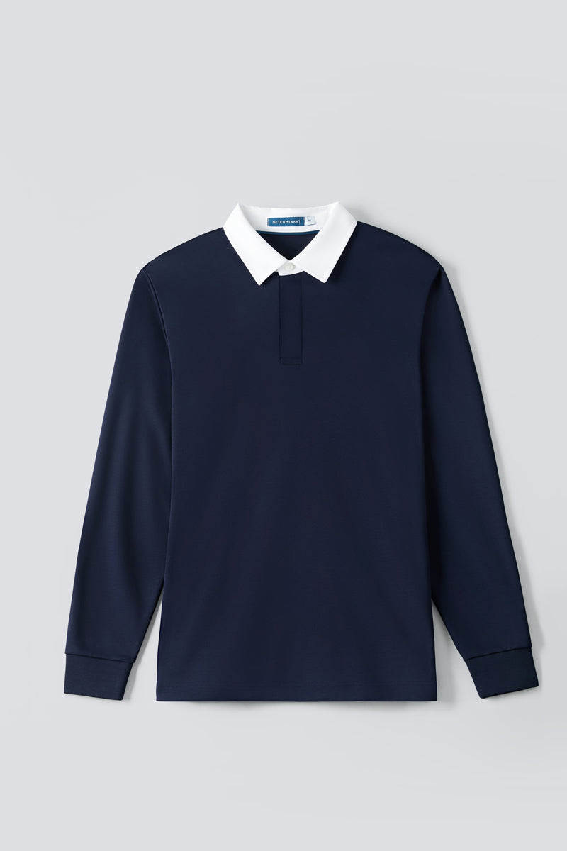 Regal Interlock Long Sleeve Rugby Shirt | Navy NNY096