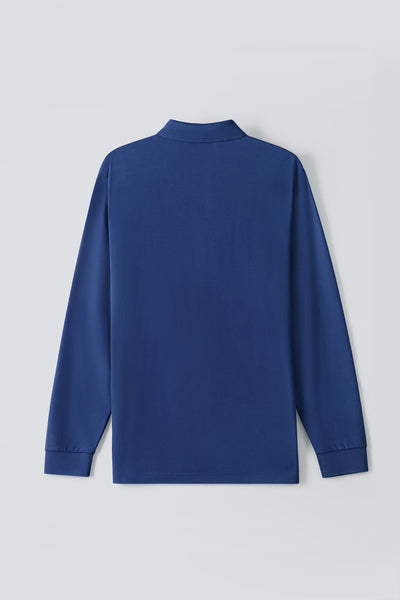 VISDRY™ Pique Long Sleeve Polo | Blue NYE073