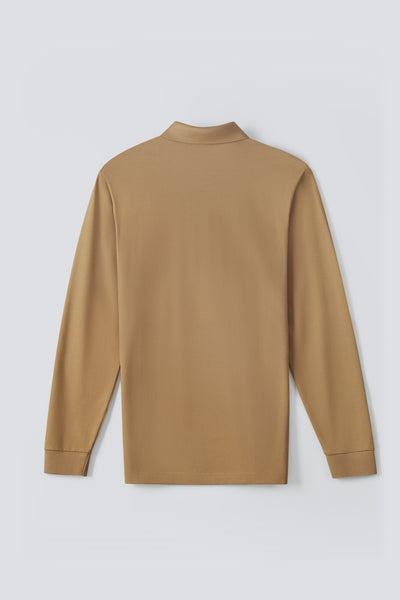 VISDRY™ Pique Long Sleeve Polo | Khaki KE0178