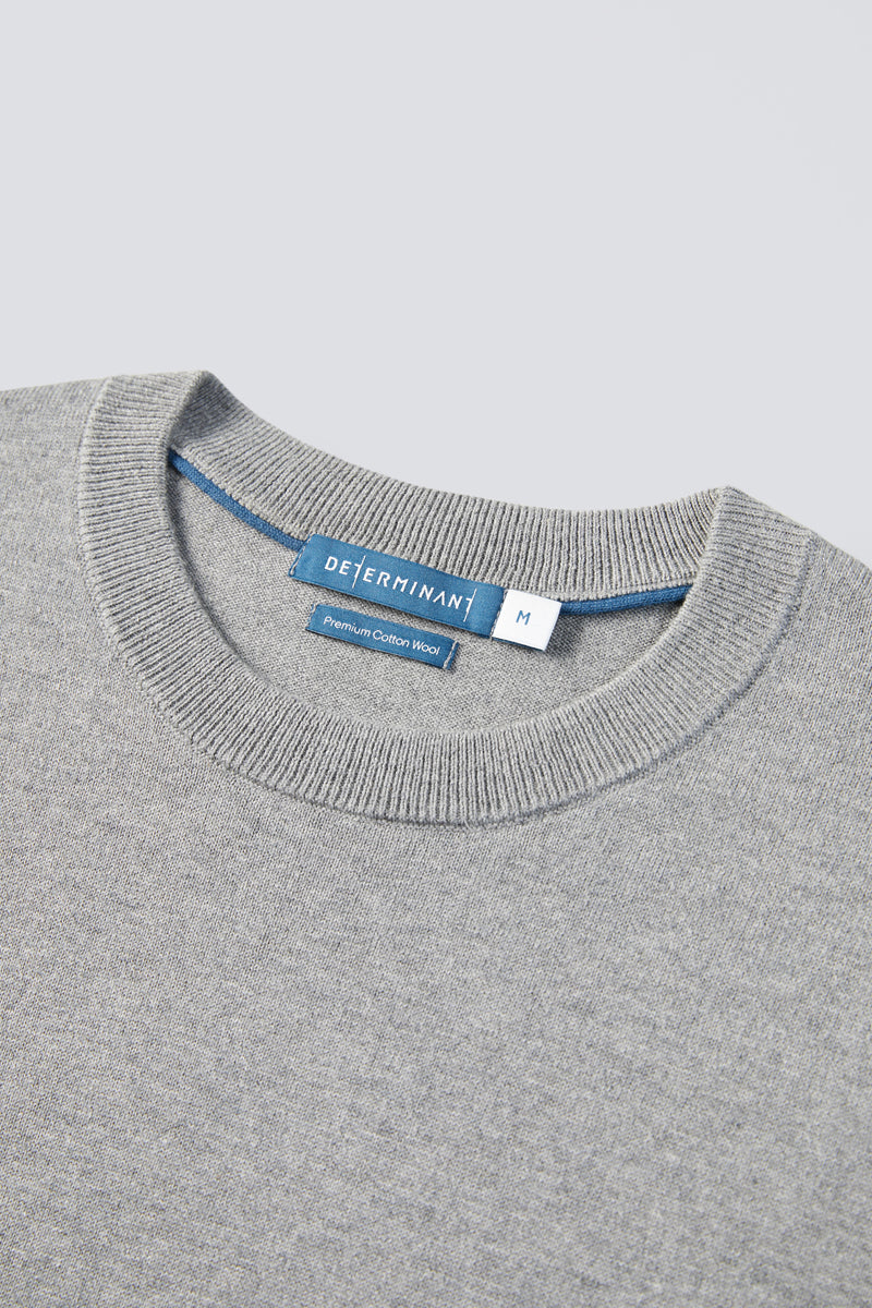 Merino-Blend Crew Neck Sweater | Grey EGBC25