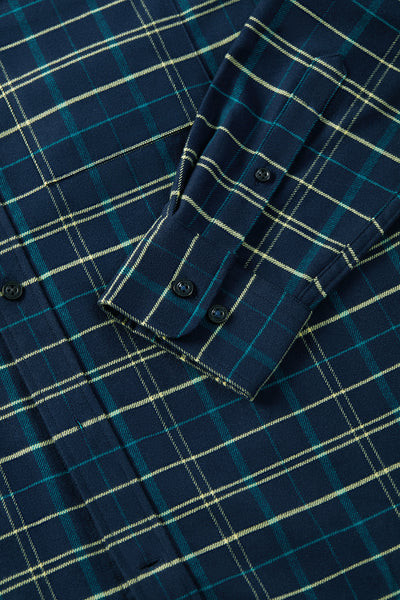 Lightweight Flannel Casual Shirt | Green Check 7227NZ