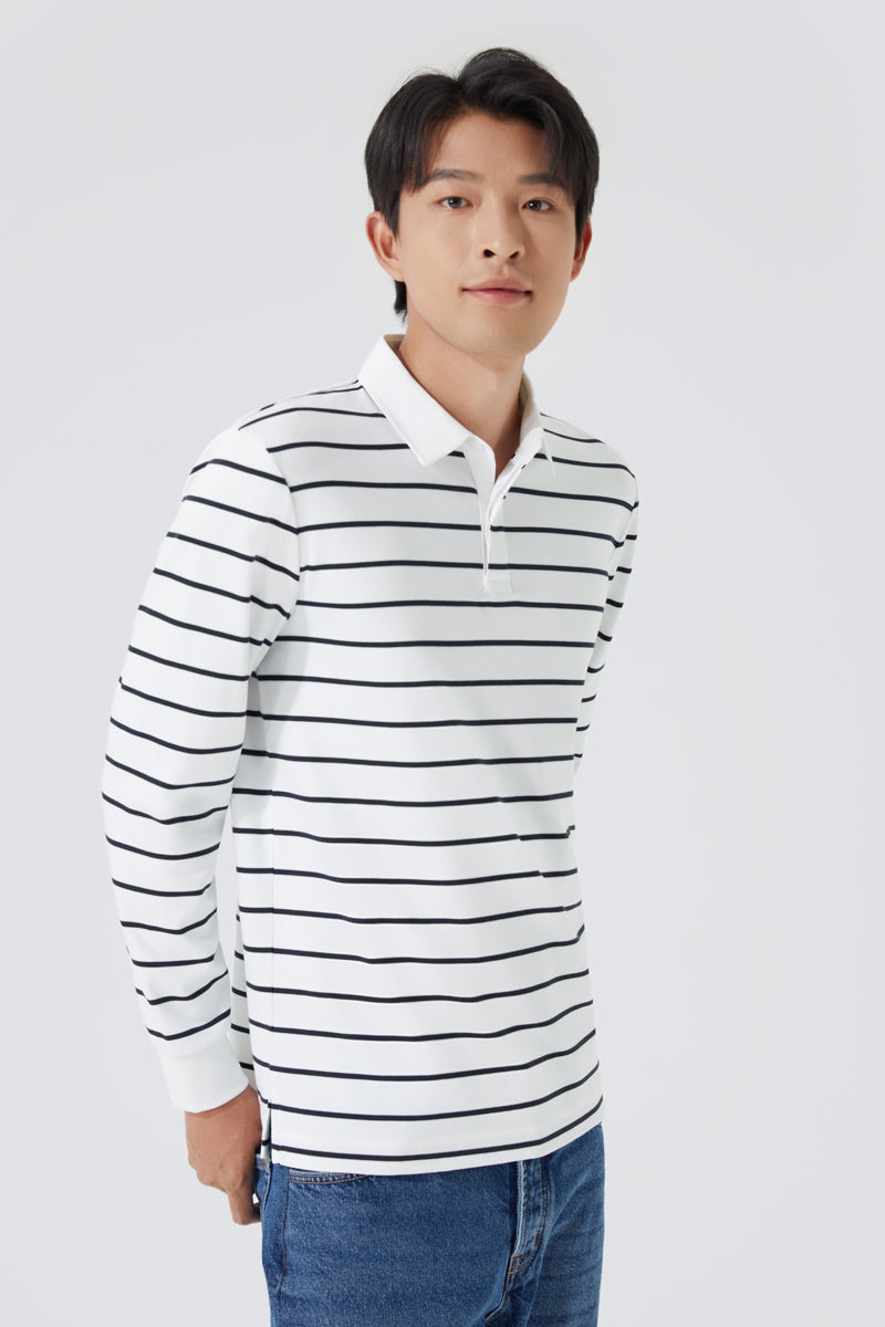 Regal雙羅紋長袖欖球衫 |白色 多色 條紋 P05Z01