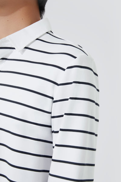 Regal Interlock Long Sleeve Rugby Shirt | White Multi-Stripes P05Z01