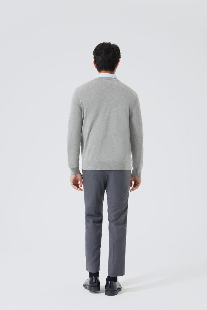 Merino-Blend Crew Neck Sweater | Grey EGBC25