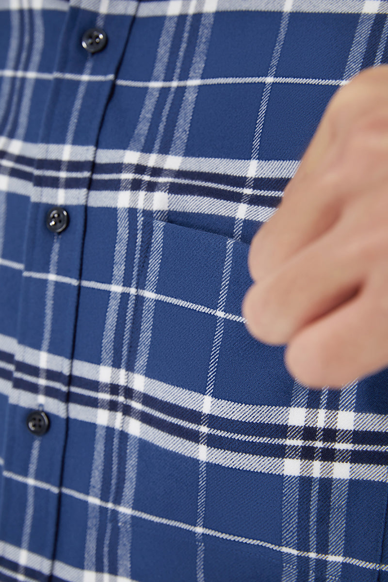 Lightweight Flannel Casual Shirt | Blue Check 7214NZ