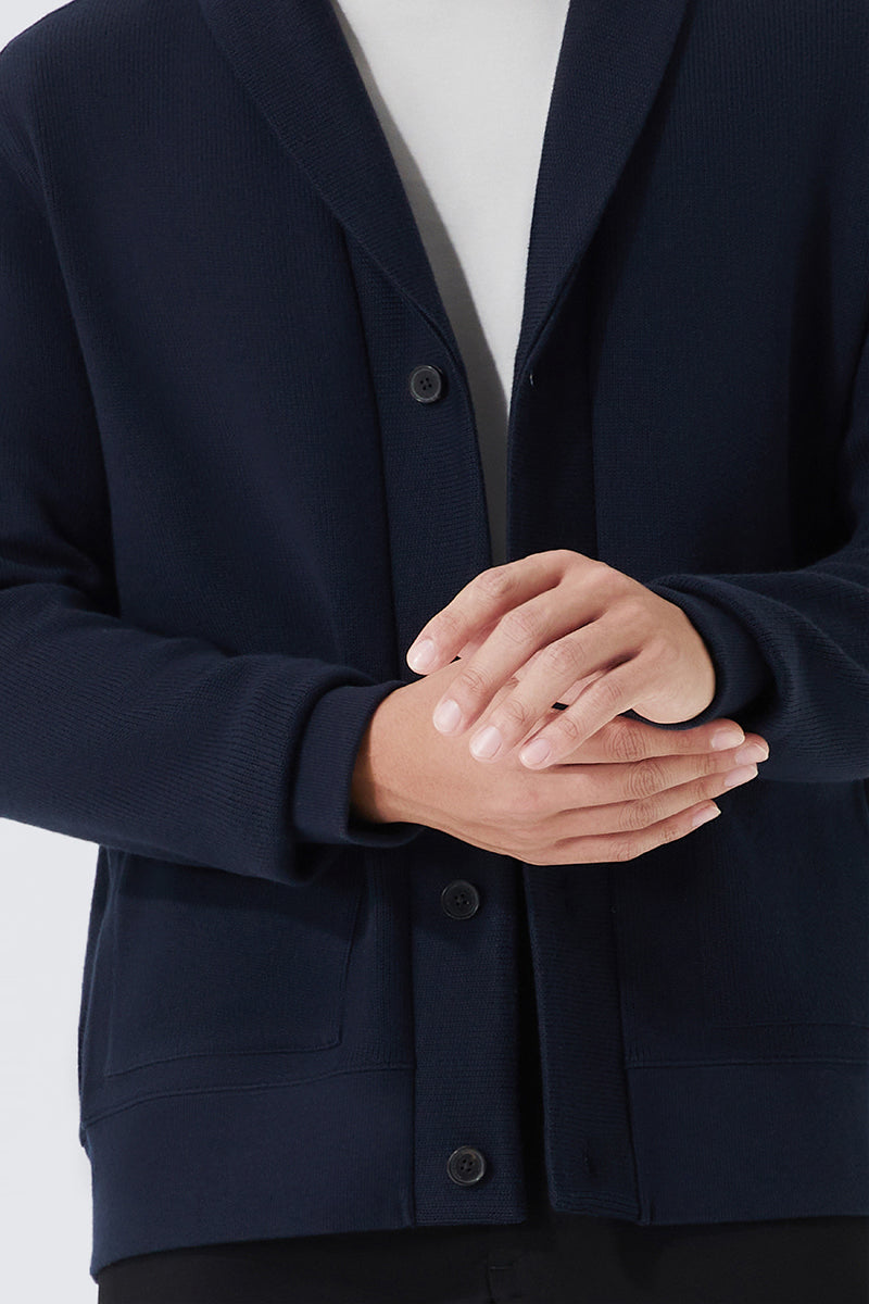 Regal Shawl Collar Cardigan | Navy NNY096