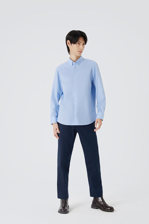 VISDRY™ Twill Button-Down Smart Shirt | Light Blue 9773NZ