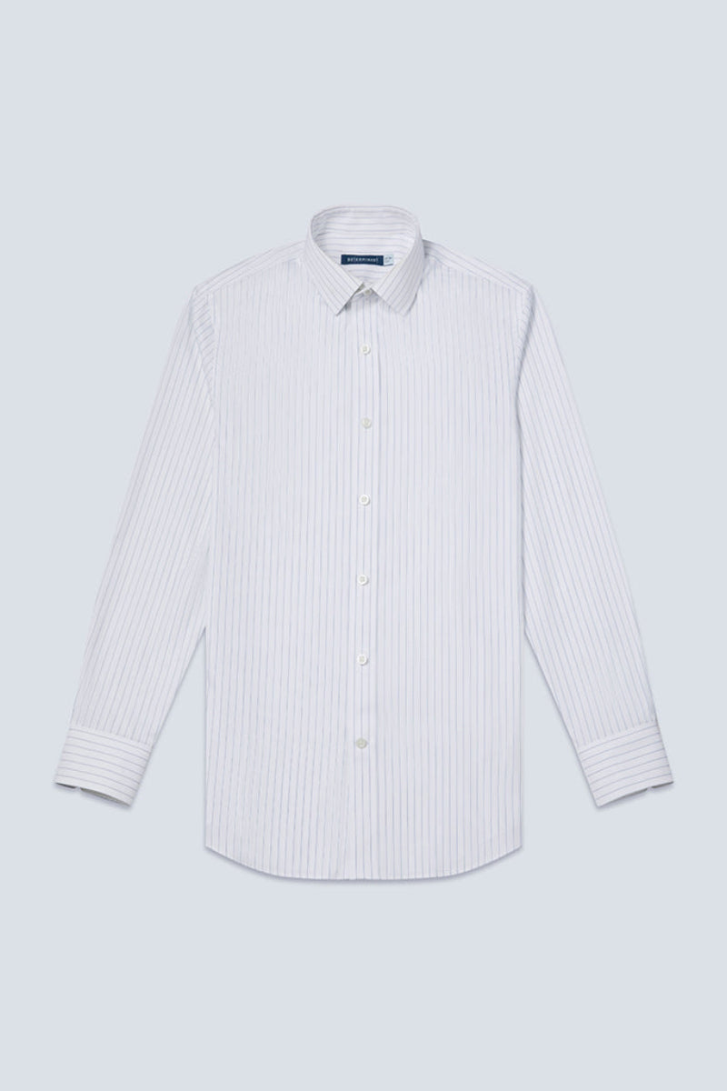 Wrinkle-Free Pinpoint Oxford Dress Shirt | Blue Stripes 9566DK