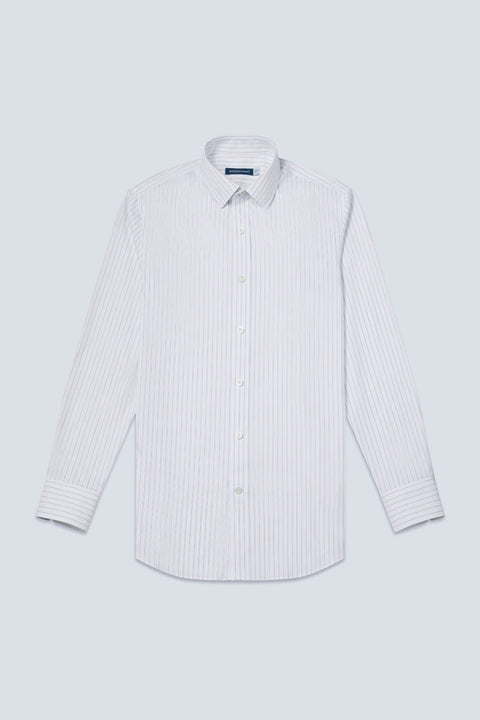 Wrinkle-Free Pinpoint Oxford Dress Shirt | Blue Stripes 9566DK