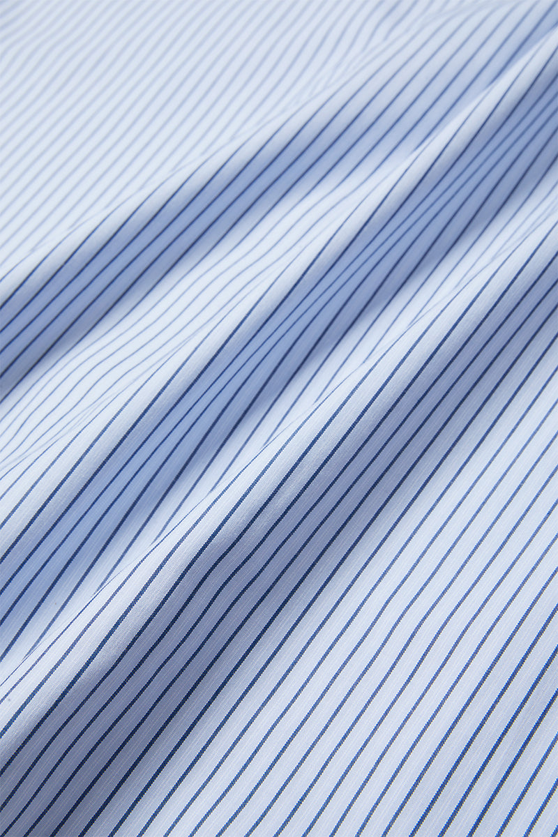 Wrinkle-Free Poplin Dress Shirt | Light Blue Stripes 14987N