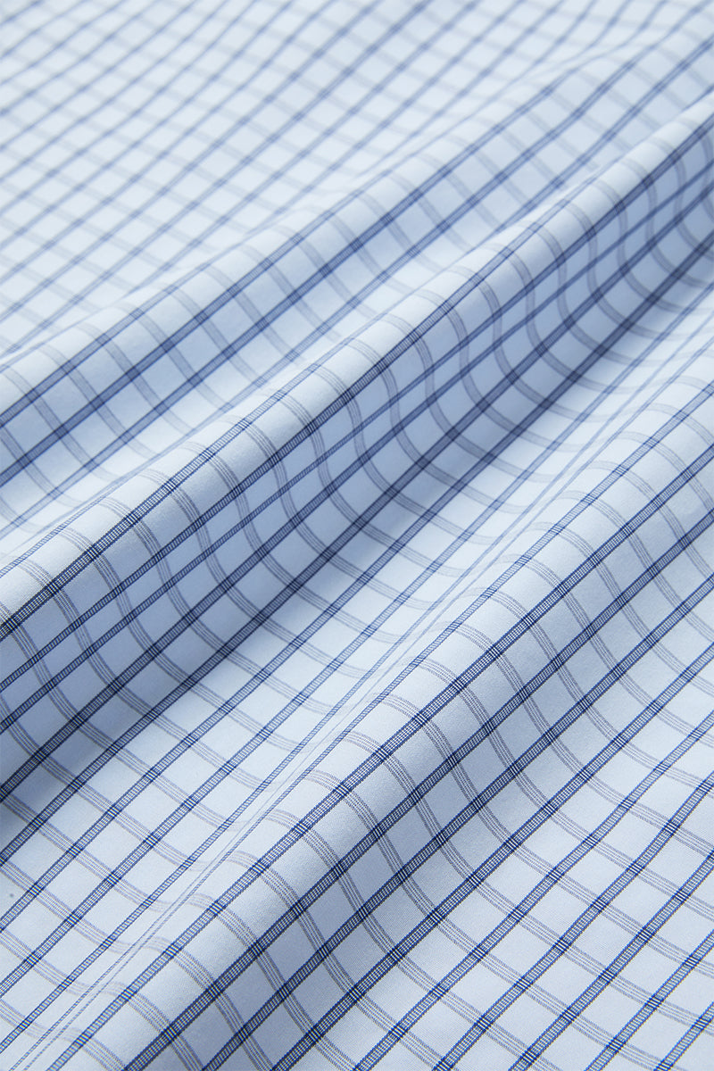 Wrinkle-Free Poplin Dress Shirt | Light Blue Check 15026N
