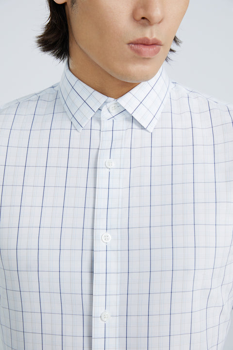 Wrinkle-Free Poplin Dress Shirt | White Multi-Check 15027N