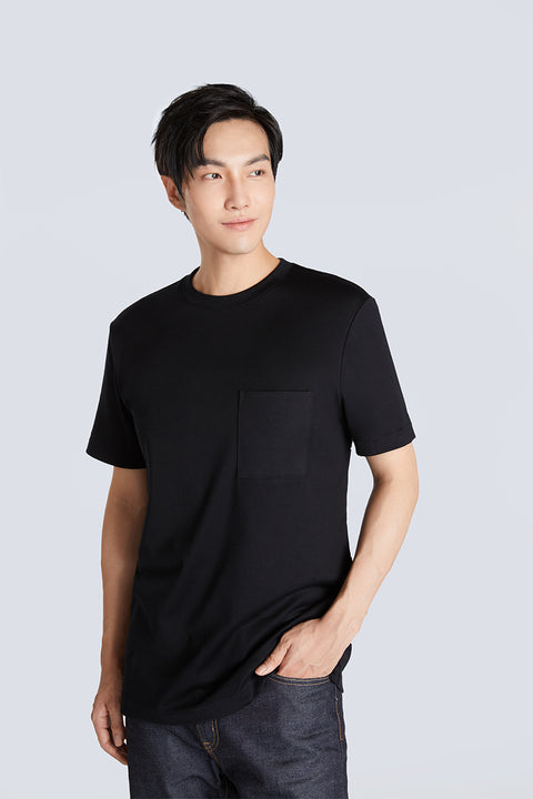 Regal Crew Neck Pocket T-Shirt | Black BKFD01