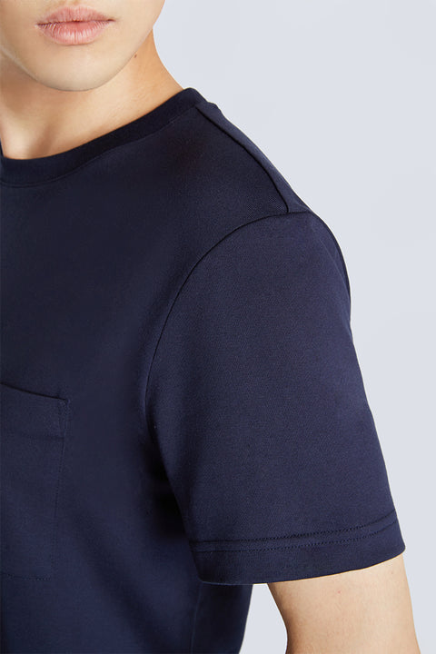 Regal Crew Neck Pocket T-Shirt | Navy NNY096