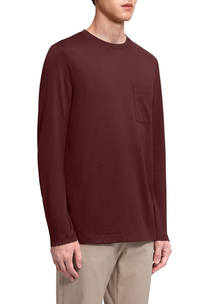 Regal Crew Neck Long Sleeve Pocket T-Shirt | Burgundy BRE112