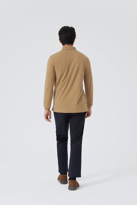 VISDRY™ 珠地 長袖 Polo | 卡其 KE0178