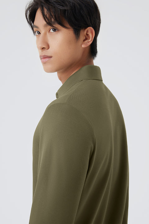 VISDRY™ 珠地 長袖Polo | 橄欖GNE474