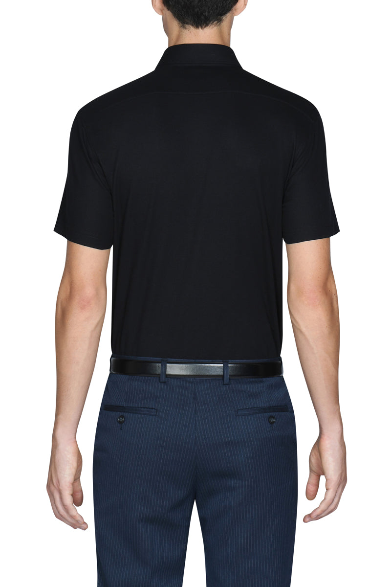 Knit Short Sleeve Smart Shirt | Black BKFD01