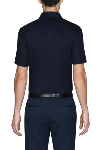 Knit Short Sleeve Smart Shirt | Navy NNY096