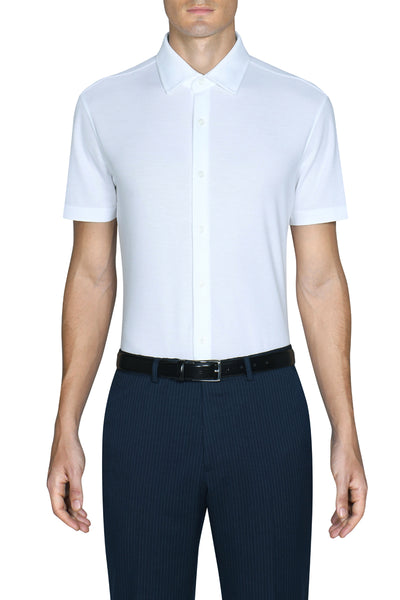 Knit Short Sleeve Smart Shirt | White WH001Z