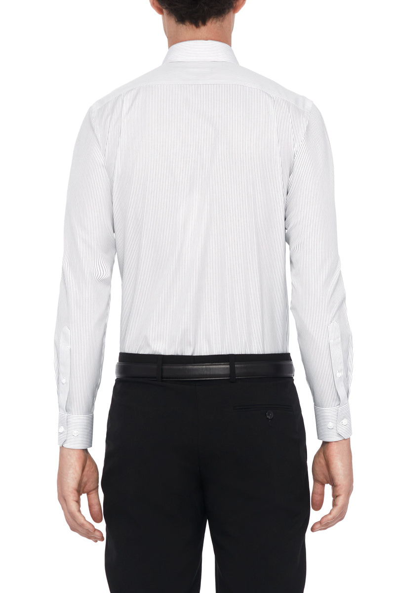 Wrinkle-Free Poplin Dress Shirt | Grey Stripes 10774N