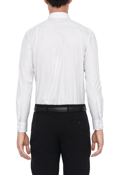 Wrinkle-Free Poplin Dress Shirt | Grey Stripes 10774N