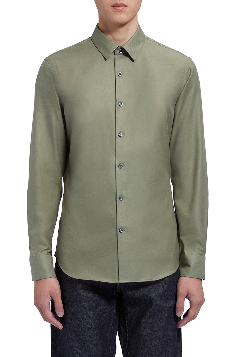 Light Flannel Smart Shirt | Olive 9110NZ