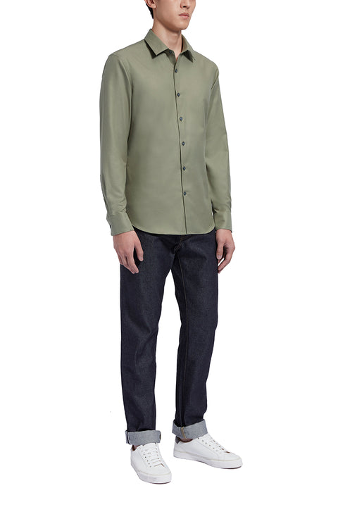 Light Flannel Smart Shirt | Olive 9110NZ